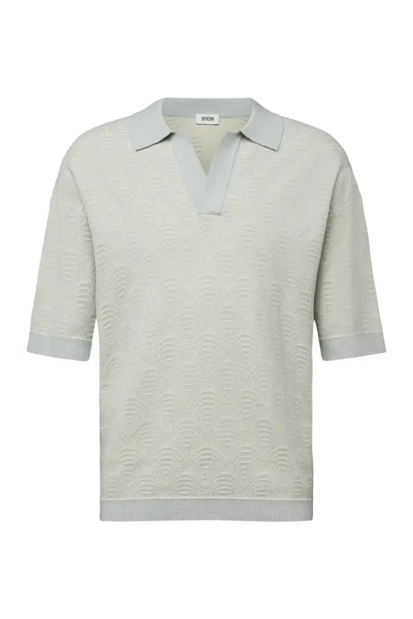 Strickpolo Laurenzzo Jacquardmuster grün