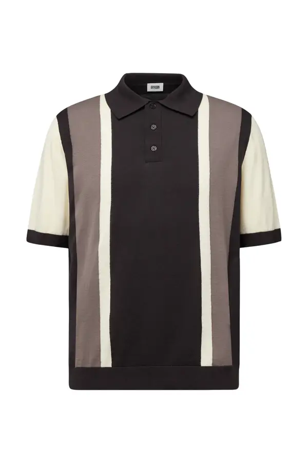 Strickpolo Tamian braun Streifenmuster