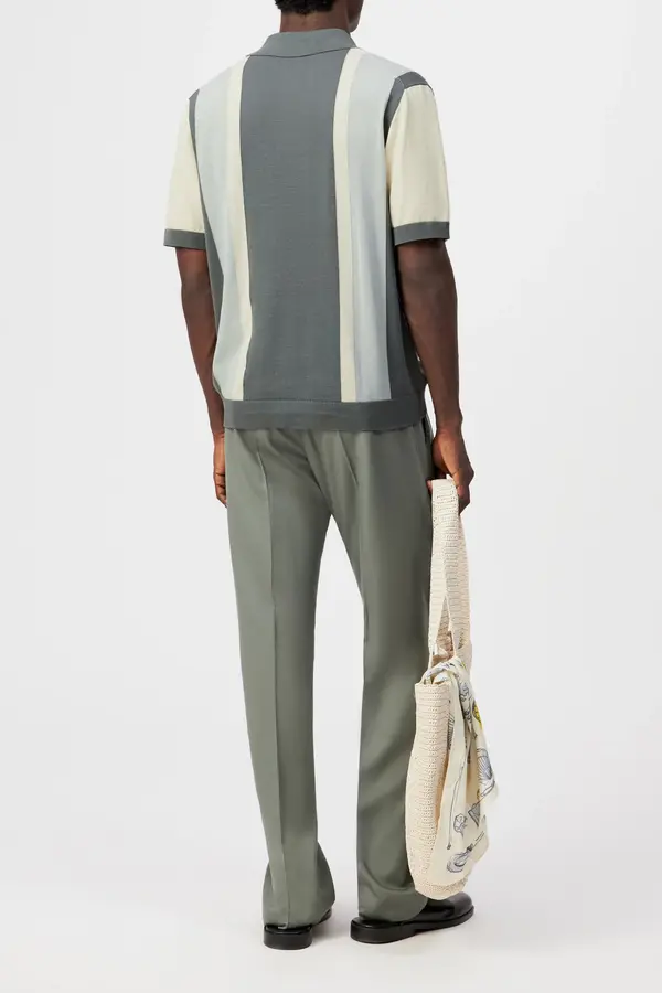 Strickpolo Tamian grün Streifenmuster_02