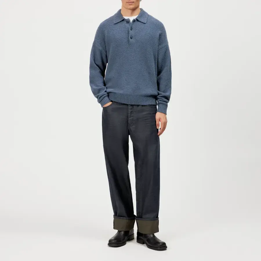 Strick Poloshirt Bekket blau_02