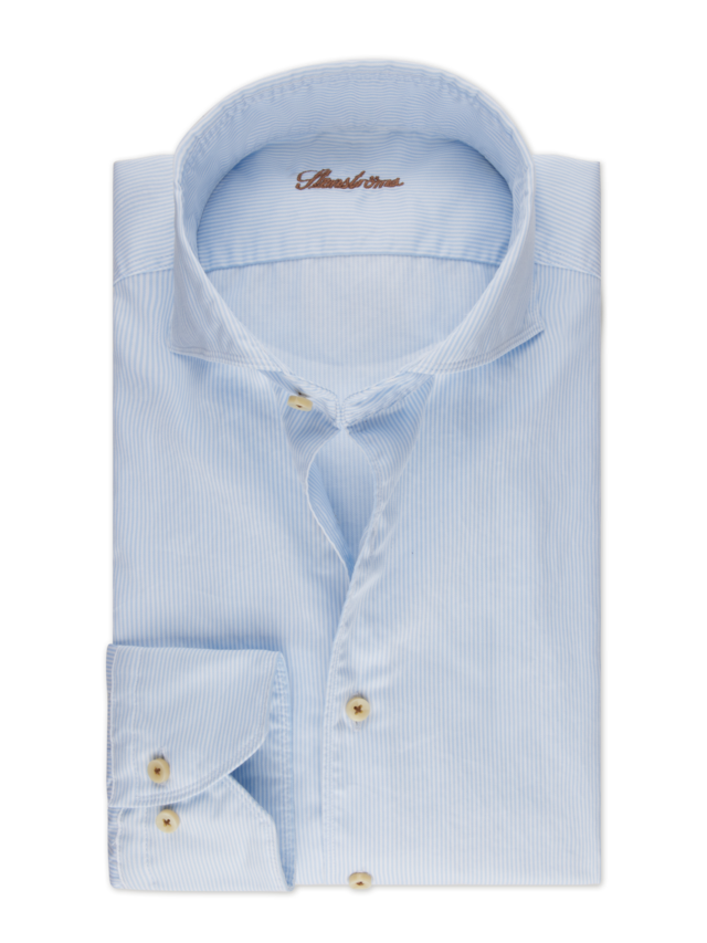 Hemd Slimline hellblau streifen