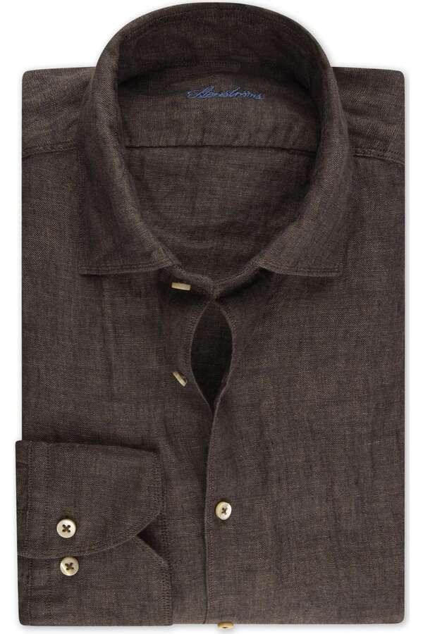 Leinenhemd Slimline braun