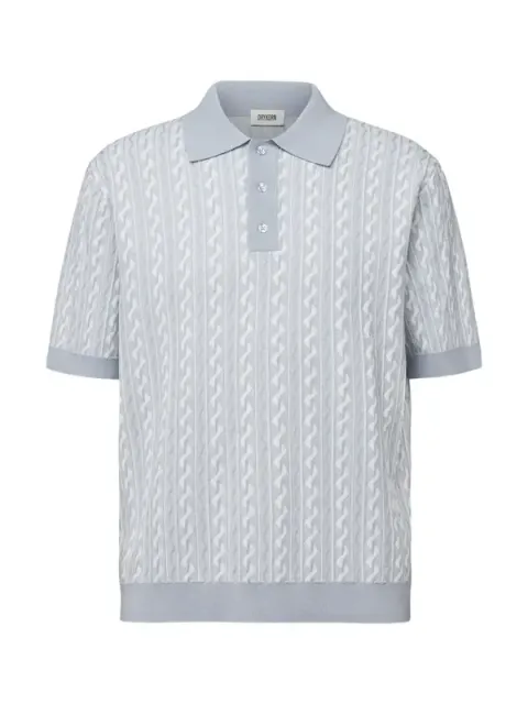 Strickpolo Tamian hellblau Jacquardmuster