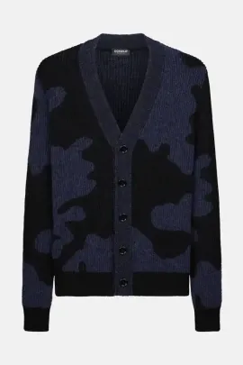 Cardigan Camouflagemuster blau