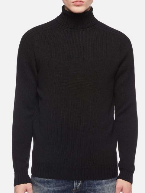 Rollkragenpullover blau