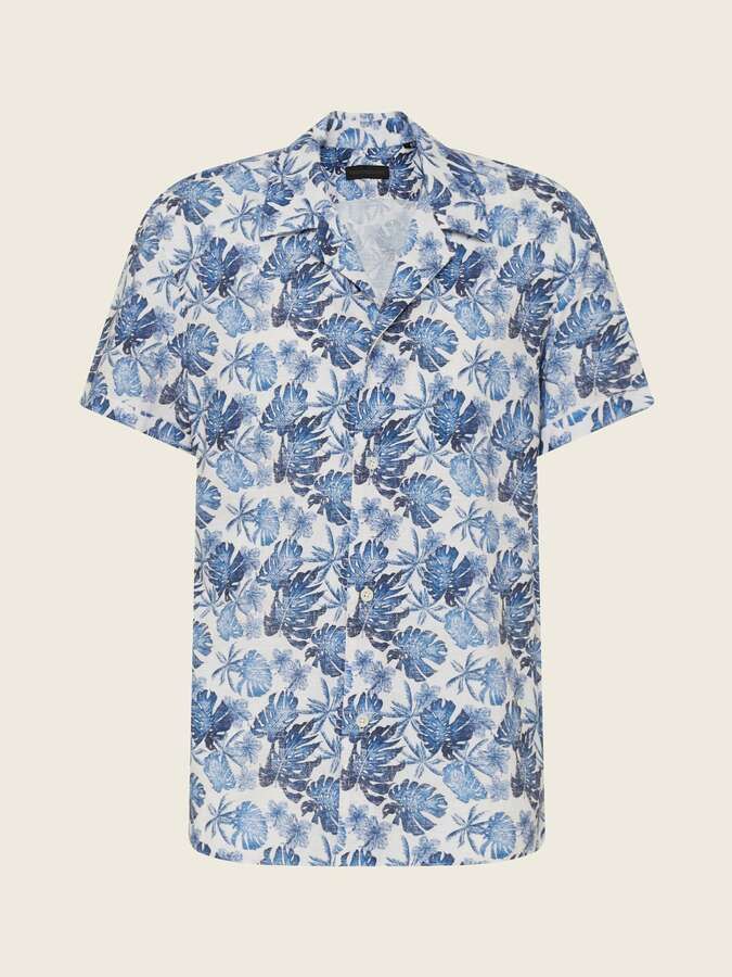 Kurzarm Hemd Bijan floral print blau_01