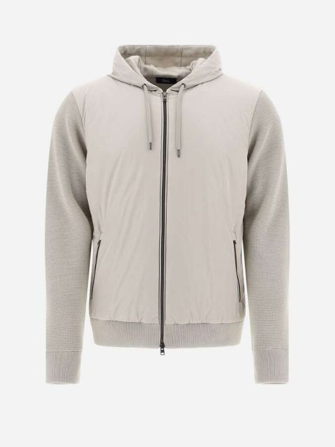 Kapuzen-Cardigan Nylon-Einsatz naturweiß