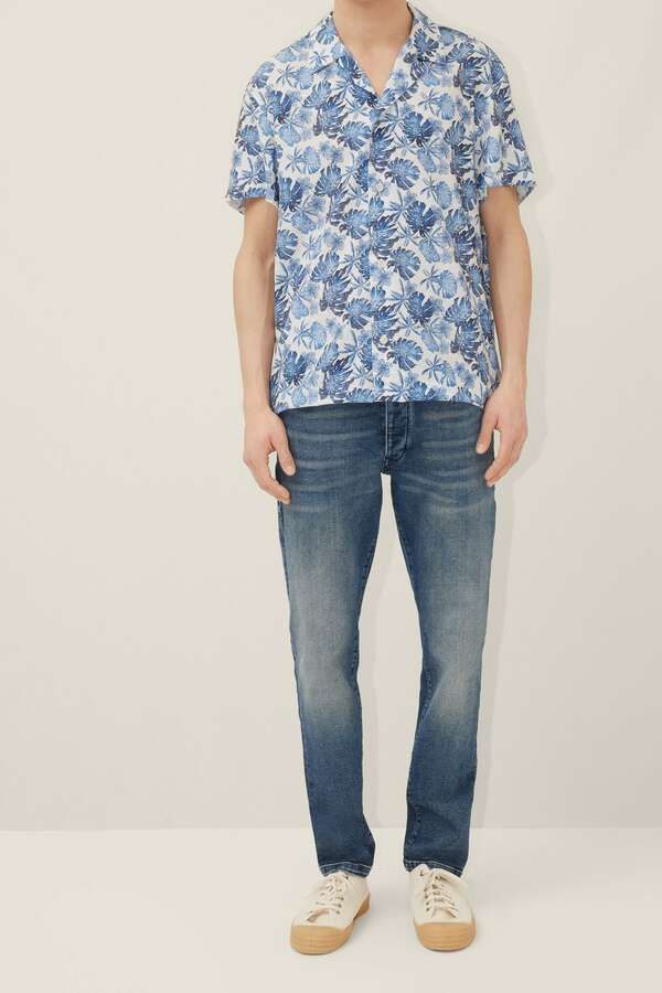 Kurzarm Hemd Bijan floral print blau_04